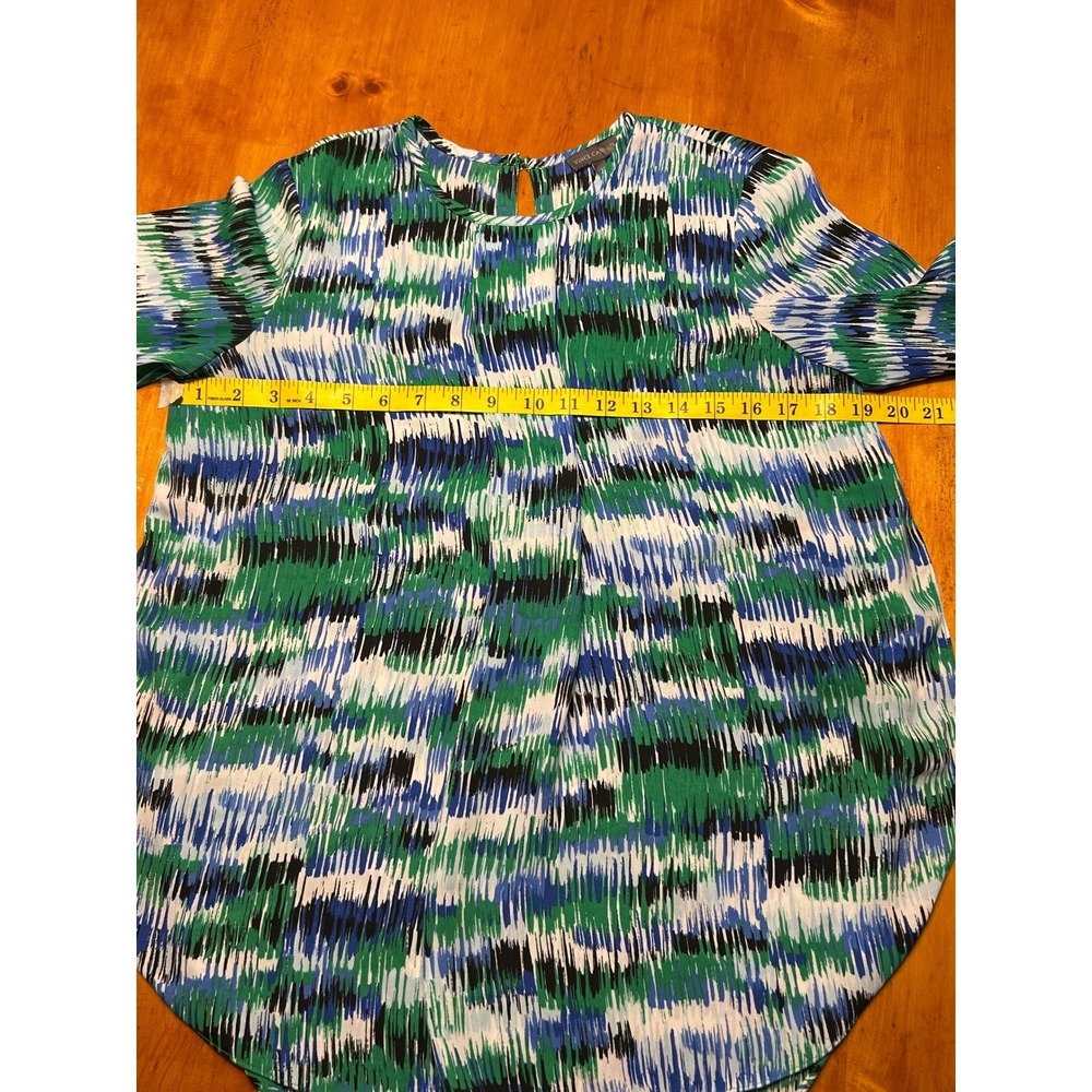 Vince Camuto Y2K Digital Art Vibrant Abstract Print High Low Long Sleeve Blouse - Picture 5 of 11